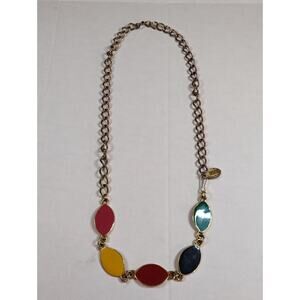 Vintage Colorful Necklace Made in USA Units Chunky Gold Chain Primary colors